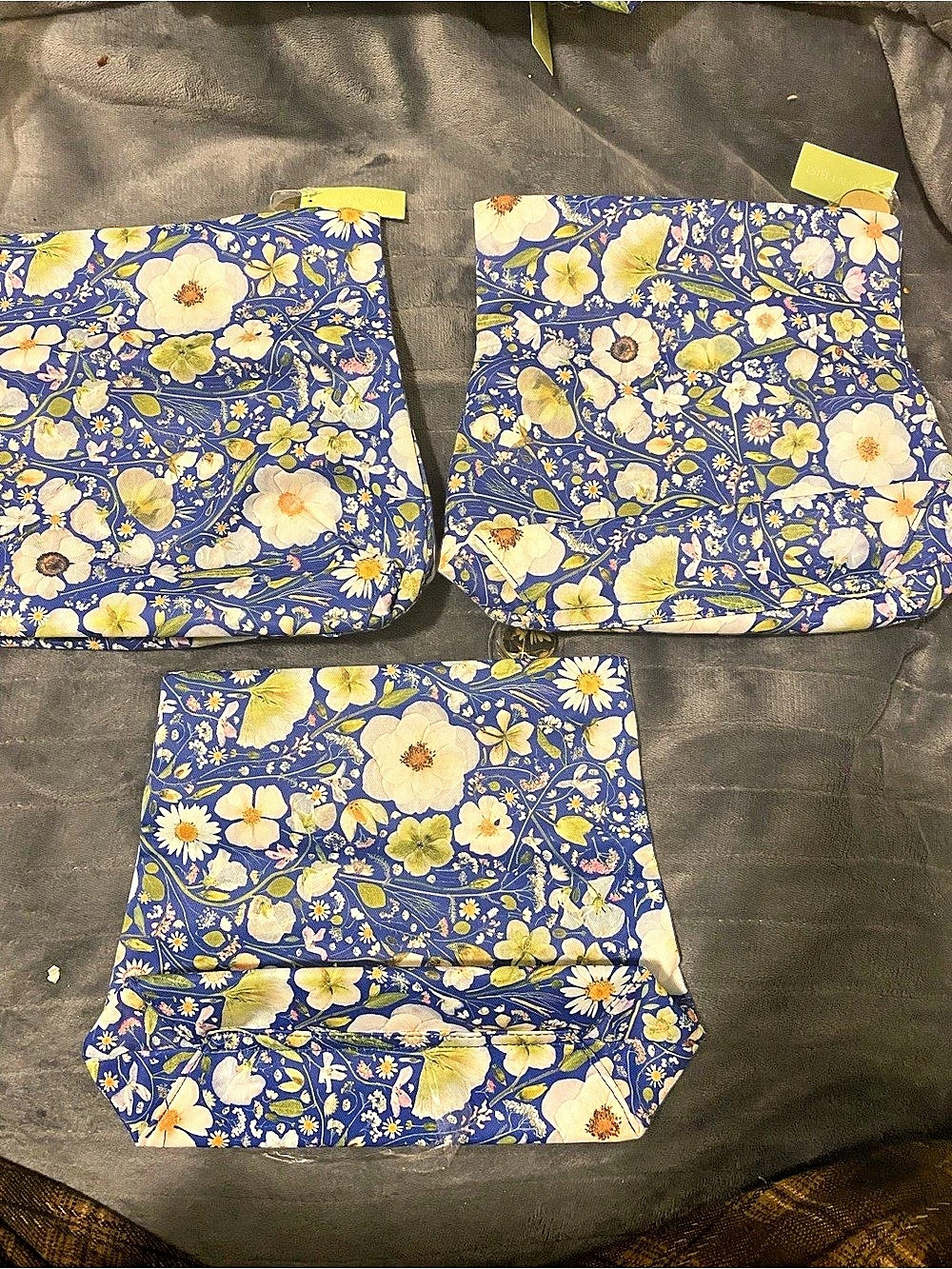 3x estee lauder makeup baga Floral Cosmetic Bag Set in Blue & Green